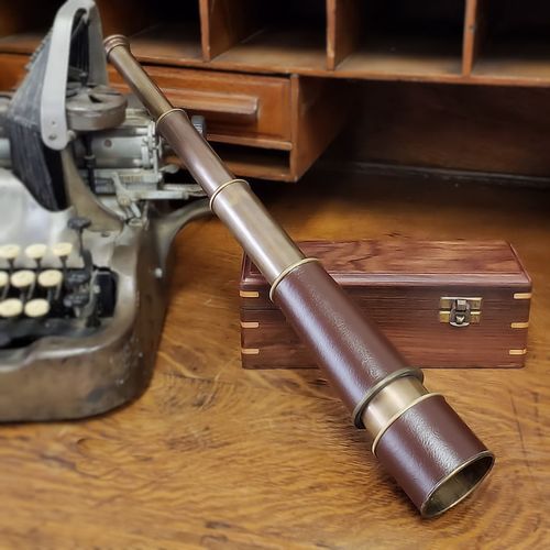 18 Inch Leather and Brass Telescope
