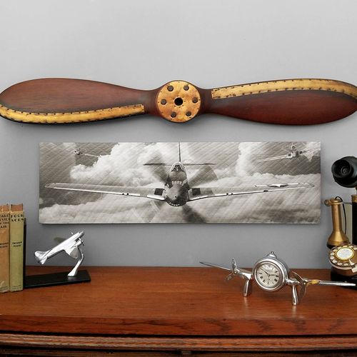 P-51 Mustang Fighter Out of The Clouds Wood Sign