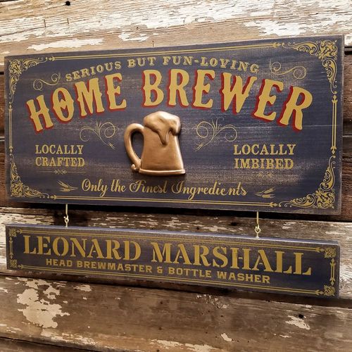 Home Brewer Wood Plank Sign with Optional Personalization