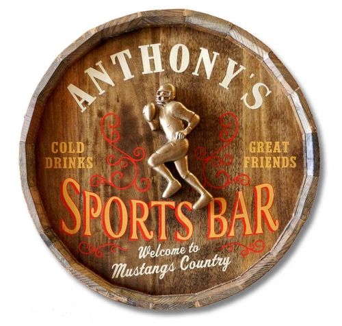 Sports Bar Personalized Barrel End Sign