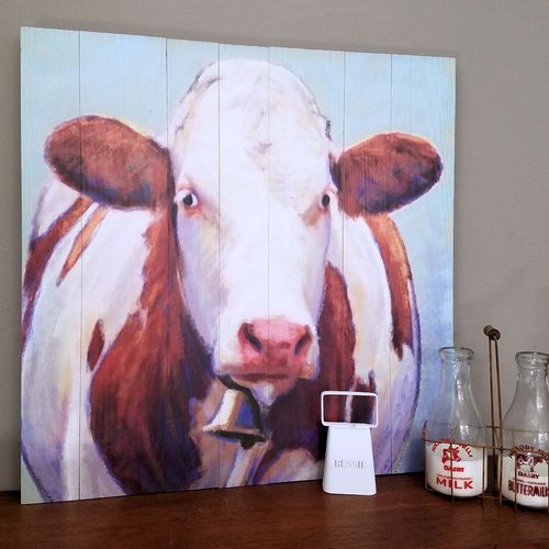 Brown Cow with Bell Wood Wall Art