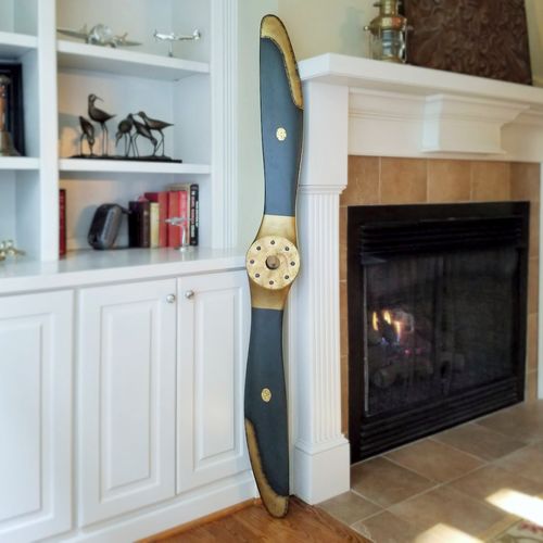 72 Inch Replica Wood Naval Airplane Propeller (Black and Gold Finish)