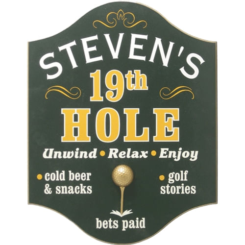 Wood 19th Hole Personalized Golf Sign
