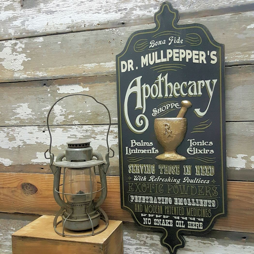 PERSONALIZED Wood Vintage Style Sign 28" Apothecary Shoppe 
