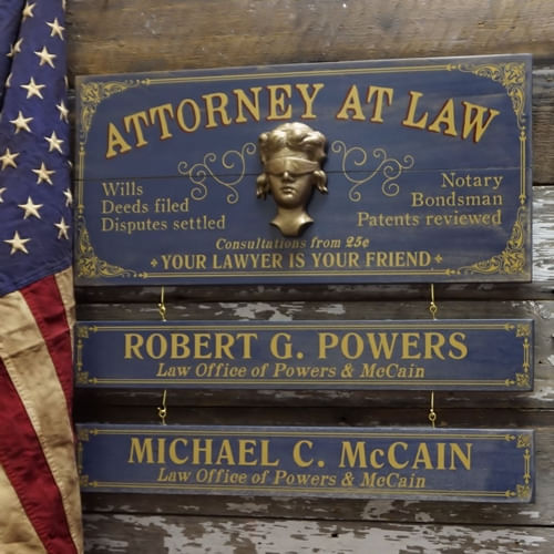 Attorney At Law Wood Plank Sign with Optional Personalization