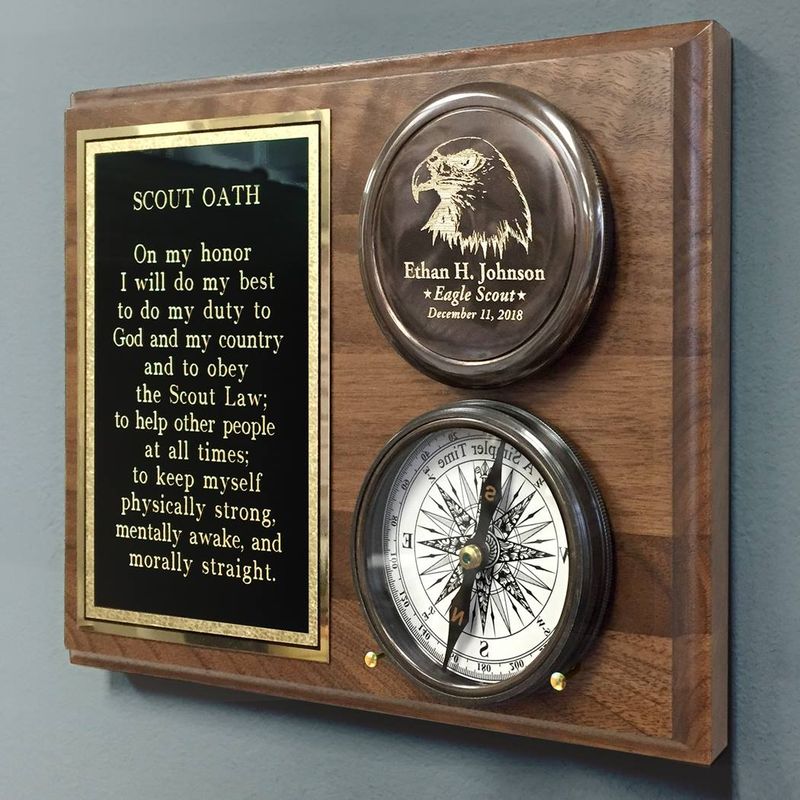 Eagle-Scout-Compass-On-Wood-Plaque-11426