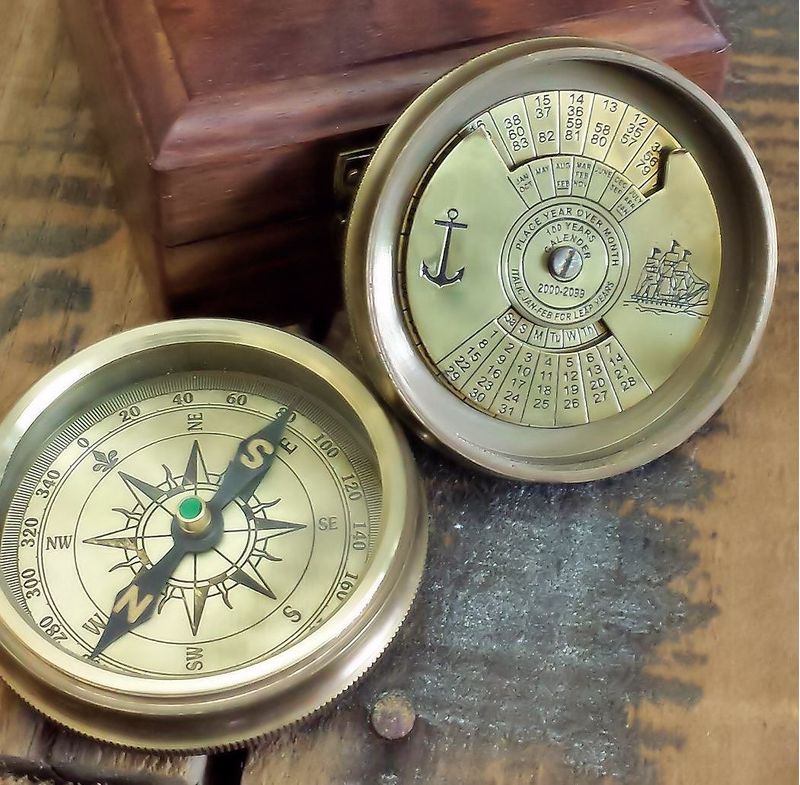 Details about   Antique Brass Calender Compass Collectible Decorative Gift 