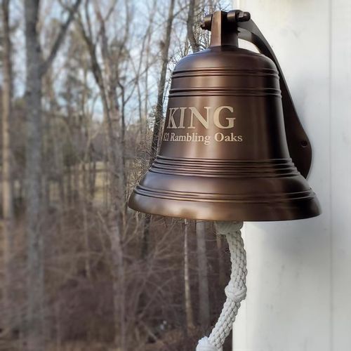 12 Inch Ridged Antiqued Brass Wall Bell with Mount