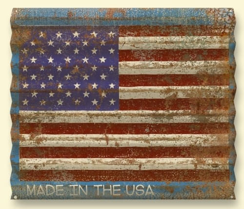 American Flag Distressed Corrugated Metal Personalized Sign