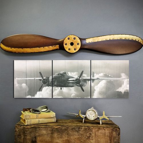 B-25 Fly By Triptych and Propeller Set