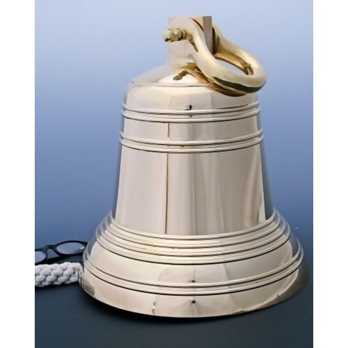 12 Inch Ridged Polished Brass Bell With Shackle