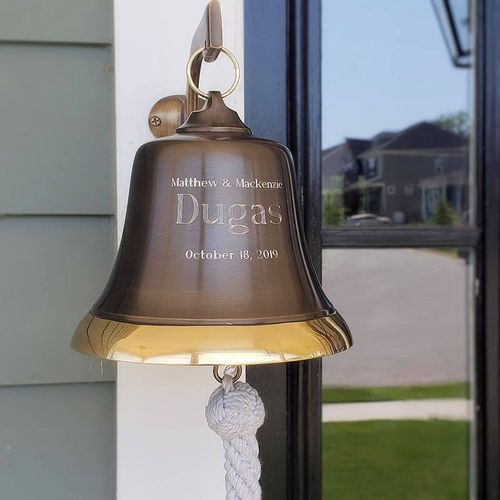 7 Inch Two-Toned Brass Engravable Wall Bell - 4.5 pounds