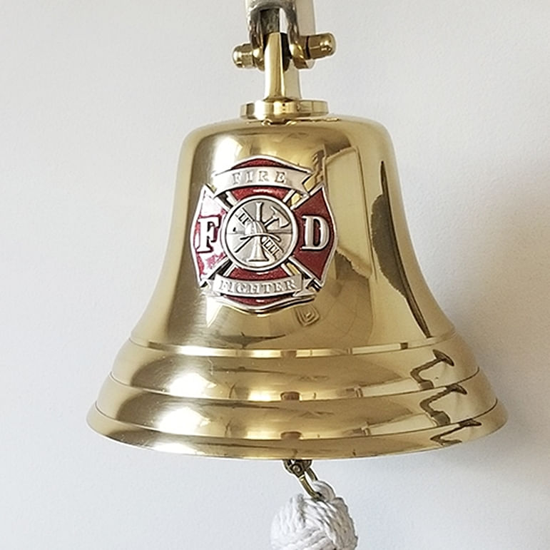Firefighter-Pewter-Emblem-on-7-Inch-Brass-Bell-2524-3