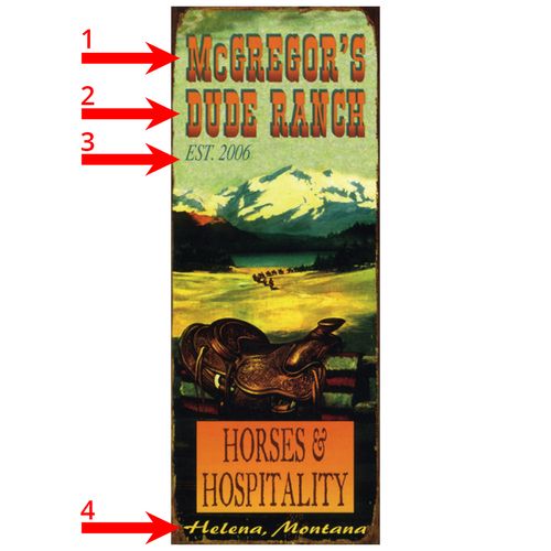 Horses and Hospitality Personalized Ranch or Cabin Sign