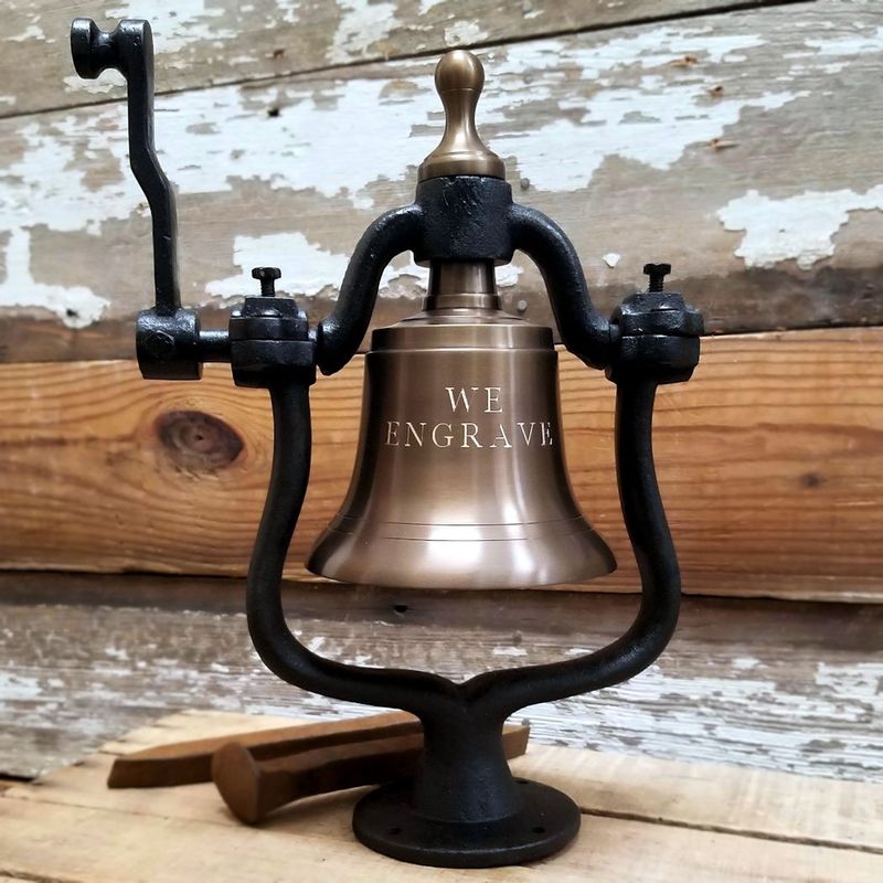 Medium Brass Railroad Bell Antiqued