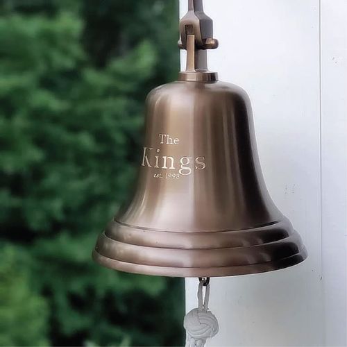 10 Inch Brass Engravable Wall Bell- Antiqued