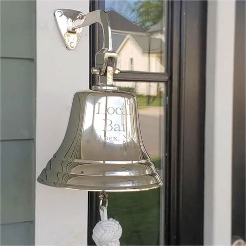 Pre-Order! 7 Inch Brass Engravable Wall Bell- Nickel