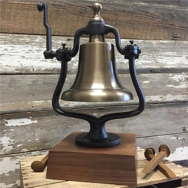 Large Brass Railroad Bell- Antiqued - Brassbell.com