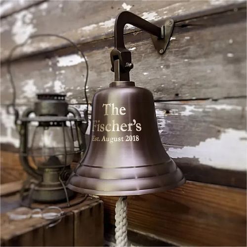 Pre-Order! 8 Inch Brass Engravable Ship/Wall Bell- Antiqued