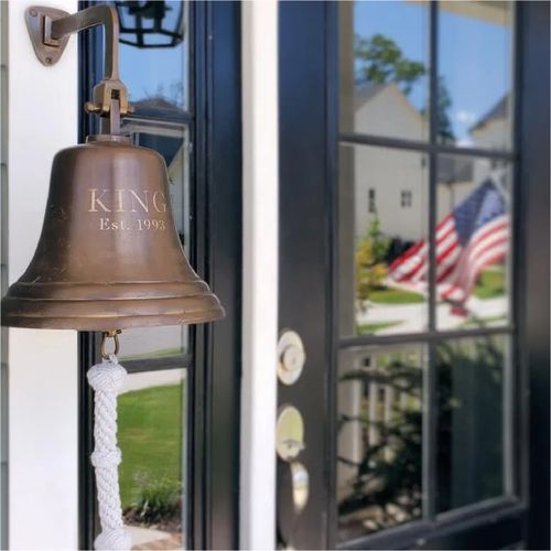 8 Inch Brass Engravable Ship/Wall Bell- Distressed