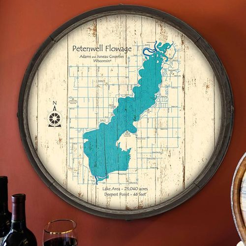 Choose Your Lake or Beach Map Art Barrel End Sign