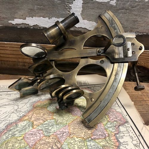 8 Inch Antiqued Brass Sextant
