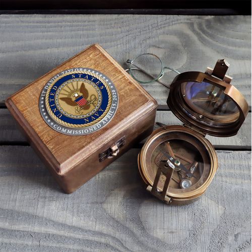 Personalized U.S. Navy Color  Military Compass